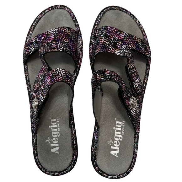 Alegria Lotie Snakeskin print leather wedge sandals Size 9 (39) - Picture 8 of 13